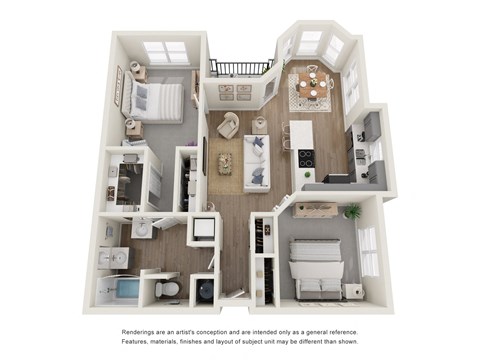 Floor plan for 2 beds, 1 bath, 1075 sqft